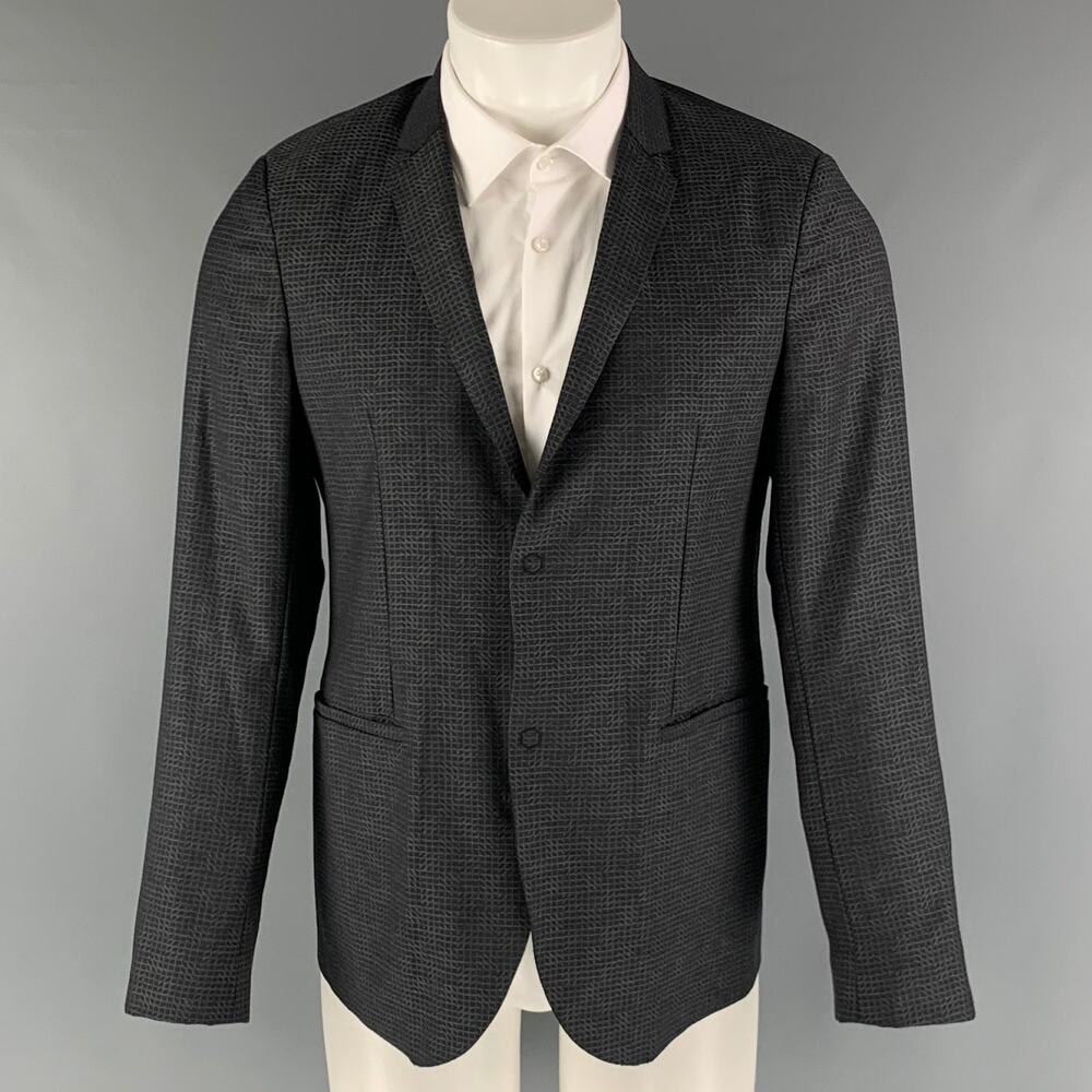 EMPORIO ARMANI Size 38 Charcoal Grey Wool Notch Lapel Sport Coat